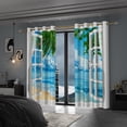 thumbnail image 3 of Tropical Ocean Beach Blackout Curtains, Room Darkening Grommet Curtains, White Window View, 42"x84", 2 Panel, 3 of 6
