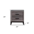 thumbnail image 4 of HomeRoots 478609 25 in. Grey Two Drawer Nightstand, 4 of 5