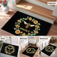 thumbnail image 5 of 2x3 Ft Entryway Area Rug, Black Sunflowers Bees Kitchen Rug Runner Washable Floor Mat, Farmhouse Honey Floral Rings Non Slip Indoor Door Mat Throw Carpet for Bathroom Living Room Bedroom, 5 of 8