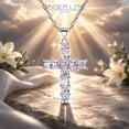 thumbnail image 2 of Religious Cross Pendant Necklace Princess Cut CZ Womens Ginger Lyne Collection, 2 of 6