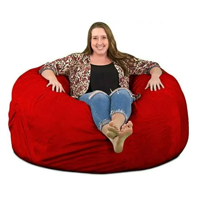 Ultimate Sack 5ft Foam Filled Washable Suede Covered Bean Bag Chair, Red