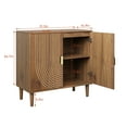 thumbnail image 3 of Semiocthome Sideboard Buffet Cabinet with 1 Shelf and Line Groove Design, Kitchen, Walnut, 3 of 8