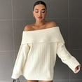 thumbnail image 4 of SnZhen Women's Off The Shoulder Sweater Fashion Loose Long Sleeve Pullover Versatile Thermal Sweaters Tops White XL, 4 of 5