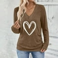 thumbnail image 4 of Sweatshirt for Women Heart Printed V Neck Long Sleeve Casual Tops Loose Trendy Side Button Soft Sweaters Comfortable Valentines Outfits, 4 of 7