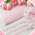 thumbnail image 6 of 10 Yards Pink Lace Ribbon White Bow Lace Trim Ruffle Sewing Scalloped Ribbon for Christmas, DIY Craft Making Scrapbooking Gift Wrapping Decorations, 6 of 7