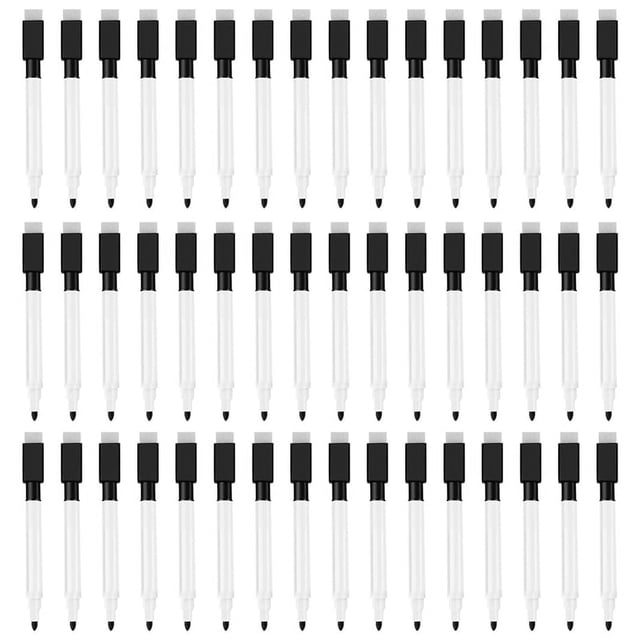 Magnetic Whiteboard Pen Erasable Marker, 48Pack Whiteboard Markers Dry Erase Marker with Eraser Cap Black