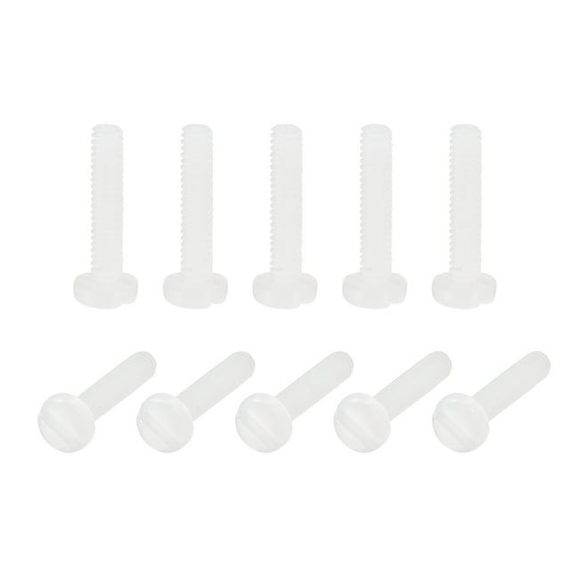 Unique Bargains Vis de Machine en Nylon, Boulons de Fixation à Tête Fendue M2x10mm, Blanc, Lot de 50
