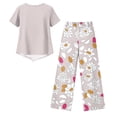 thumbnail image 6 of Womens Lounge 2 Piece Outfits Short Sleeve Tiered Tops Floral Print Wide Leg Capri Pants Summer Travel Outfits, 6 of 6