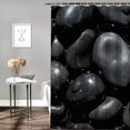 thumbnail image 2 of Chilfamy Pretty Shower Curtain with Hooks, Black Background Rocks Water Droplets Bathroom Decor, Chic Modern Style, 100% Polyester Fiber, Various Sizes 36x72, 2 of 7