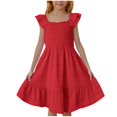 thumbnail image 1 of Cinvoph Robes pour Filles de 3 à 14 Ans, Robe Plissée à Manches à Volants en Dentelle, Robe d'Été Décontractée pour Enfants, 1 of 8