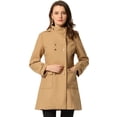 thumbnail image 1 of Abrigo largo de invierno con capucha y cuello alto para mujer Caqui S, 1 of 6