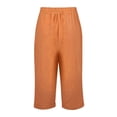 thumbnail image 6 of Jxximdong Cargo Shorts for Women, Linen Shorts Knee Length Shorts Drawstring Elastic Waist Shorts Loose Athletic Beach Shorts, Orange Women's Casual Shorts, 6 of 6