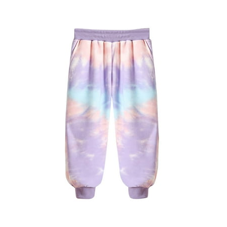 

LNWUY Kids Girl Boy Ruched Tie Dye Straight Leg Loose Fit Long Pants Sweatpants for Kid Track Gym Summer Fall Clothes Purple 9 Years