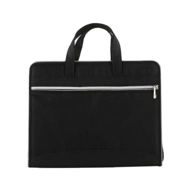 Bolsa de Archivo de InsercióN Impermeable con Cremallera Comercial 12 Bolsa de óRgano de Tela Oxford Paquete de Capacidad de Carpeta de Papel A4 Negro
