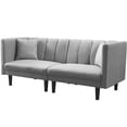 thumbnail image 4 of Couch and Sofa, Twin Fabric Sofa Sleeper Bed with Armrest, Convertible Futon Couches and Sofas w/Two Pillows, Small Spaces Recliner Couch Living Room Furniture Loveseat Sofa, Light Gray, LL146, 4 of 10