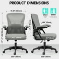 thumbnail image 3 of COOLHUT Office Desk Chair, Ergonomic Mesh Rolling Work Swivel Task Chairs with Wheels, Comfortable Lumbar Support, Comfy Flip-up Arms for Home, Bedroom, Study, Student, 8-Years Warranty, Light Gray, 3 of 8