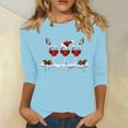 thumbnail image 2 of RKSTN Sweat-Shirt pour Femmes Mode Imprimé Décontracté Col Rond Pull Manches 3/4 Haut Chandail en Molleton de Noël, 2 of 4