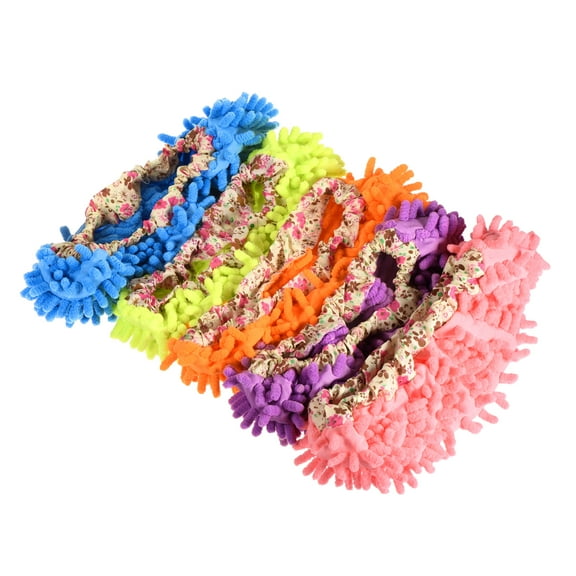 Uxcell 9''x 3.9'' Washable Multifunction Cleaning Shoes Cover Dust Mop Slippers Chenille Multicolored 10pcs