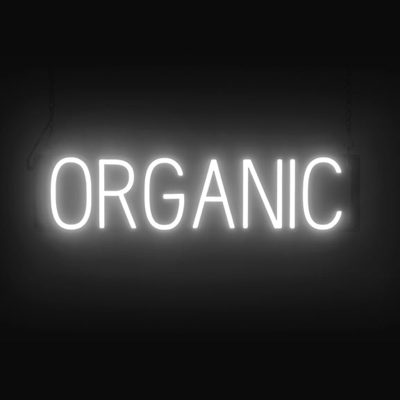 SpellBrite ORGANIC LED Sign for Business. 26.2" x 6.3" White ORGANIC Sign Has Neon Sign Look With Energy Efficient LED Light Source. Visible from 500+ Feet, 8 Animation Settings.