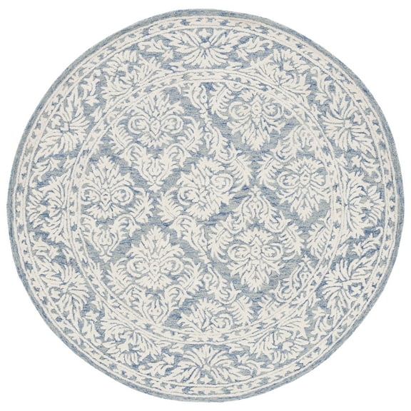 SAFAVIEH Metro Wayland Medallion Area Rug, Blue/Ivory, 6' x 6' Round