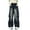 Black, variant on Girls Distressed Denim Cargo Pants Baggy High Waist Jeans Streetwear Wide Leg Elastic Waist Trousers Multi-Pocket 𝖴rban Style 5-16T
