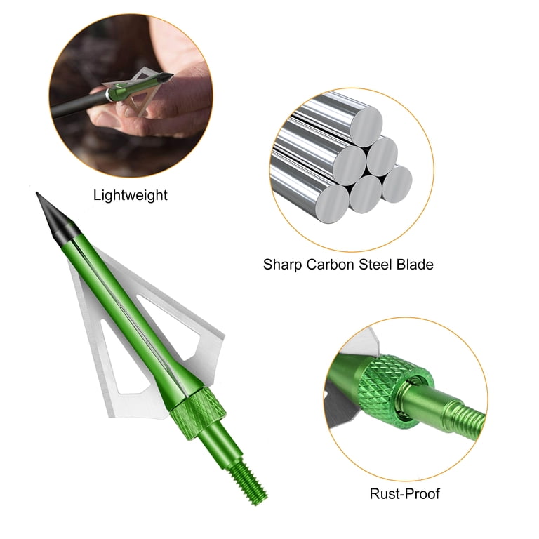 6 Pcs Hunting Broadheads – 100 Grain, 3 Fixed Blade, Arrow Heads Screw In W/ Box 1 thumbnail image