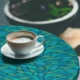 thumbnail image 2 of Ambesonne Teal Fitted Round Tablecloth, Abstract Wave Ocean Motif, 56"- 60" Diameter, Mint Green Blue, 2 of 5
