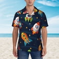 thumbnail image 2 of Balery Spaceships and Stars Camisas hawaianas de manga corta para hombre, camisas playeras de corte holgado, camisas de vacaciones con botones,XX-Large, 2 of 7