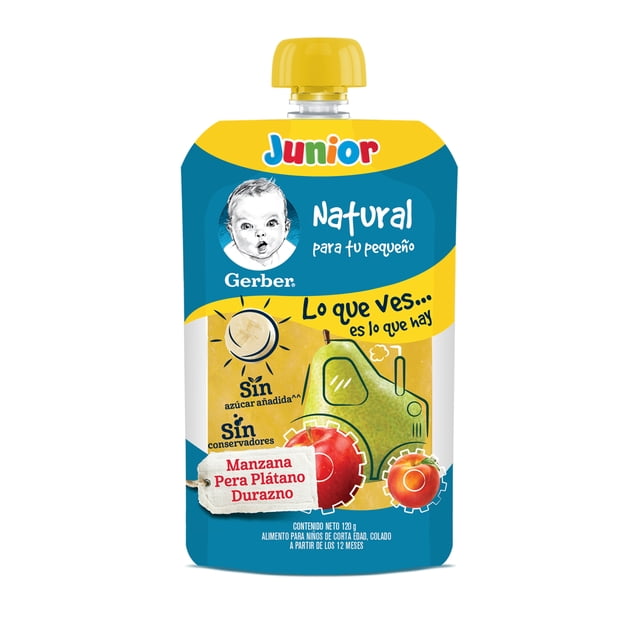 Alimento para niños Gerber junior manzana pera plátano y durazno 120 g