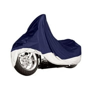 Pyle PCVMC10 Armor Shield Motorcycle Cover Fits Motorcycles up to 1100cc with or w/o Accessories, Dark Blue/Silver