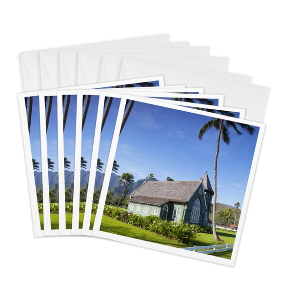 3drose, Waioli Church 1912, Hanalei, Kauai, Hawaii, Usa - Us12 Dpb2521 - Douglas Peebles, 6 Greeting Cards with Envelopes