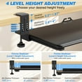 thumbnail image 6 of RTVR 25.6" Keyboard Tray Under Desk, Pull Out Keyboard Tray with C Clamp Mount Slide-Out Platform Computer Drawer for Typing, Keyboard & Mouse Tray, Black, 6 of 9