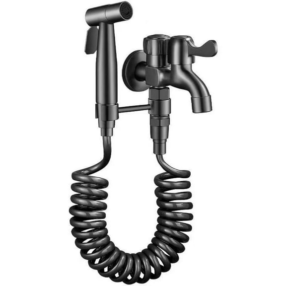 Black One-to-Two Multi-Purpose Bidet Sprayer Spigot Faucet