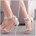 thumbnail image 2 of 1 Pair Pointy Lace High-heeled Shoes Sexy Bride Wedding High Heels (White), 2 of 4