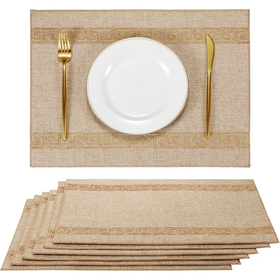Placemats Set of 4 Cloth Linen Type Fabric Placemats Heat Resistant Non Slip Place Machine Washable Durable Placemats for Dining Table Home Decor 17.5” x 13.1”