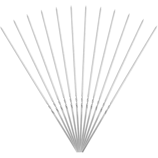 COMPUKAS 20Ud Pinchos De Acero Inoxidable Para Barbacoa Skewers Planos Antideslizantes Y Reutilizables