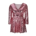 thumbnail image 3 of Busydd Womens Dresses Long Sleeve Saprkly Sequin Dress Homecoming V Neck Bodycon Mini Dress Party Prom Cocktail Glitter Dress, 3 of 6