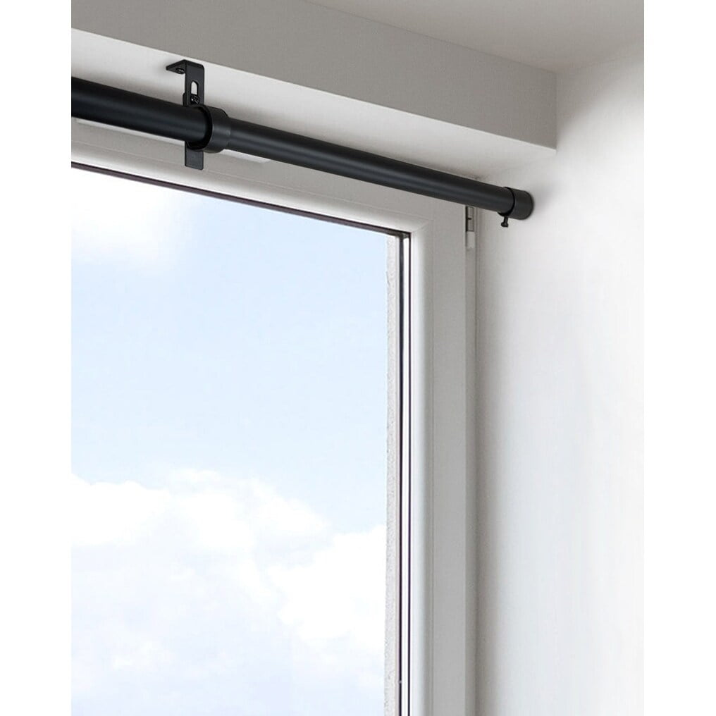 1" dia. Drapery Single Condo Curtain Rod Set _Matte Black Black - 36"-72"