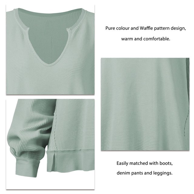 Sudadera De Mujer, Mano De Obra Fina, Suéter De Otoño, Patrón De Gofres Con Dobladillo Suelto Para Oficina ANGGREK Cocina, Decoración y Otros