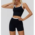 thumbnail image 2 of PISONIC Women Two Piece Workout Sets Color Block Backless Tank Top and High Waist Booty Lifting Shorts Gym Yoga Active Outfits, 2 of 7