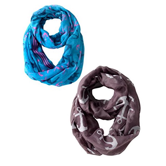 Peach Couture All season Infinity Loop Scarves Border Anchor Print