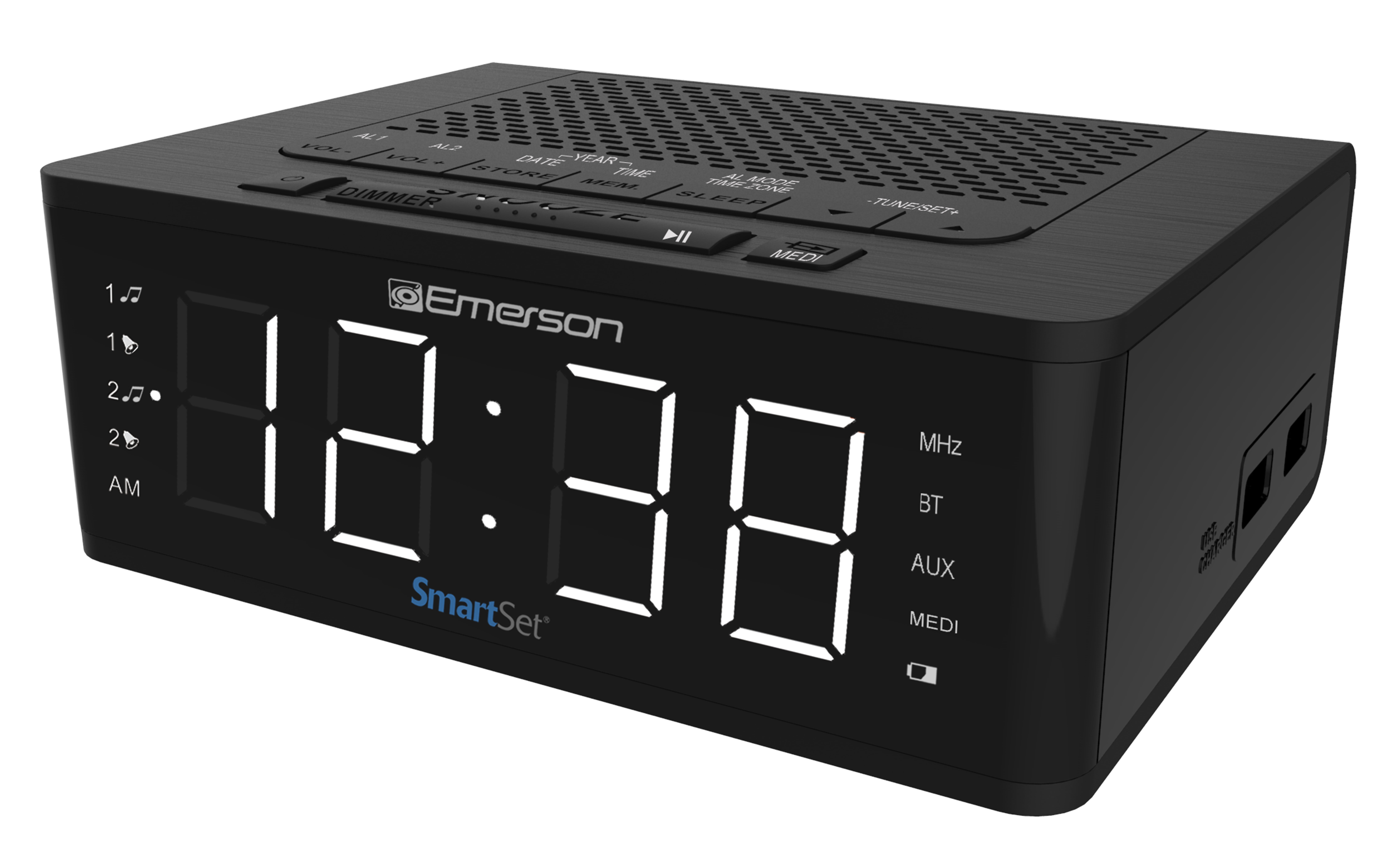 Preset Snooze Emerson Smartset Desktop Clock Radio 2 X Alarm Mono 
