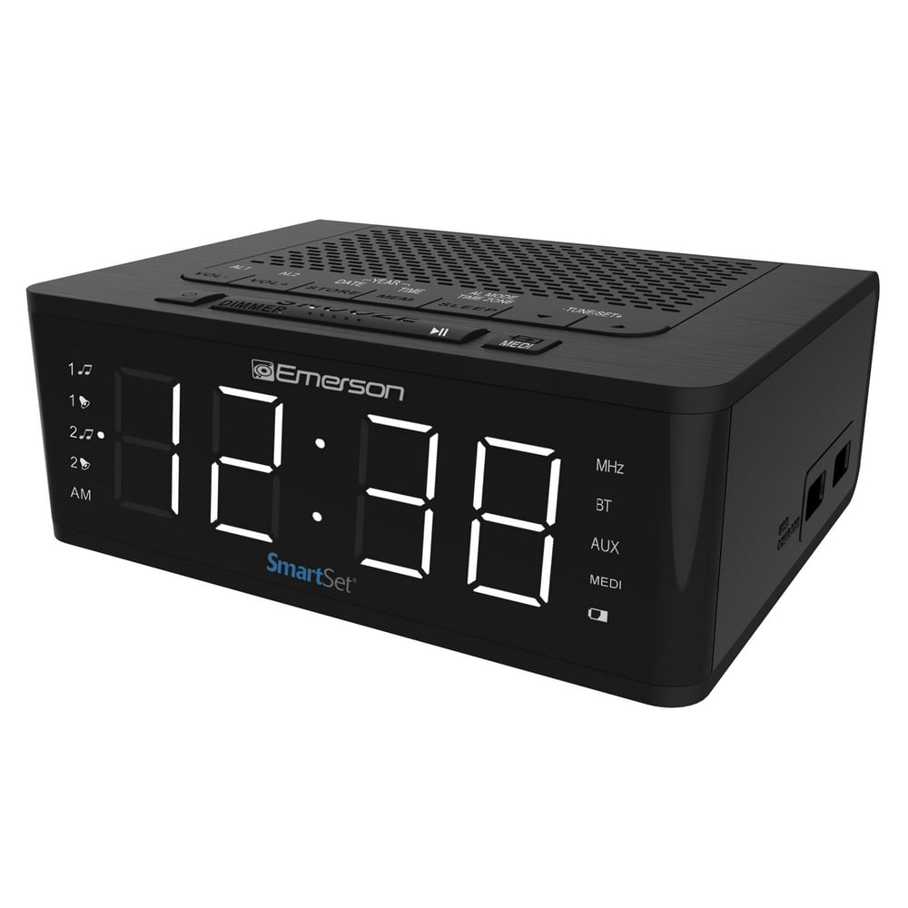 Emerson SmartSet Alarm Clock Radio with Bluetooth Speaker & Charging