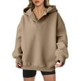 thumbnail image 2 of Titcea Hoodies for Women Solid Color Oversized Long Sleeve V-Neck Hoodie Loose Casual Long Pullover Sweatshirt, 2 of 9