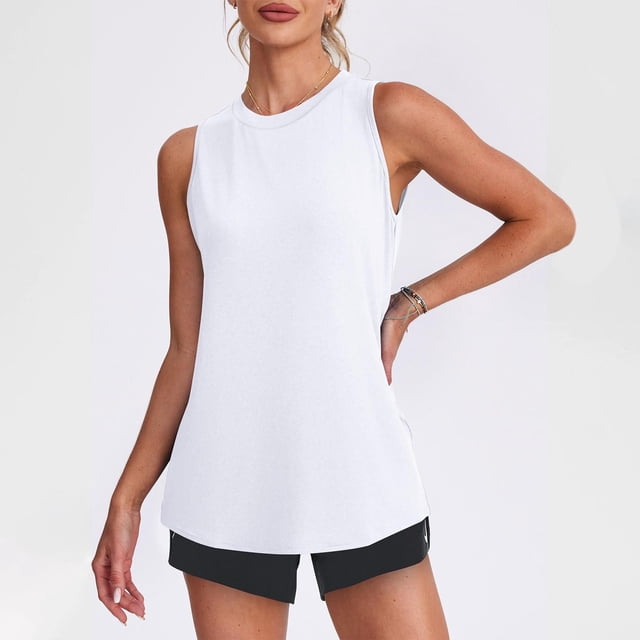 Weiqiqre Vêtements pour Femmes Sans Manches d'Été à Col Rond Décontractés Tuniques Amples Hauts Chemises