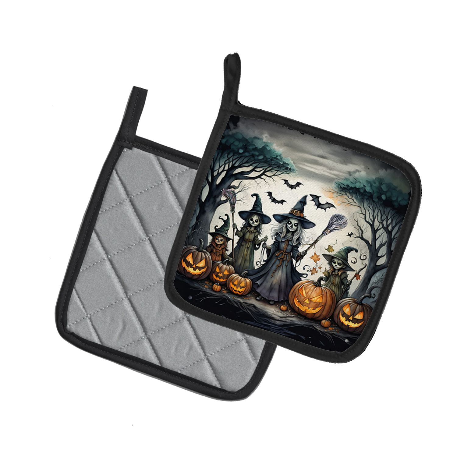 Halloween Pair of Pot Holders 7.5x7.5 Inch Heat Resistant Kitchen Decor