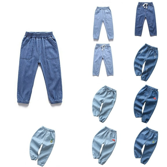 Antinious Toddler Boys Sweatpants,Winter Casual Long Cargo Pants for Boys Girls,Children Casual Solid Loose Large Pocket Proof Leg d Denim Pants,Dark Blue,120