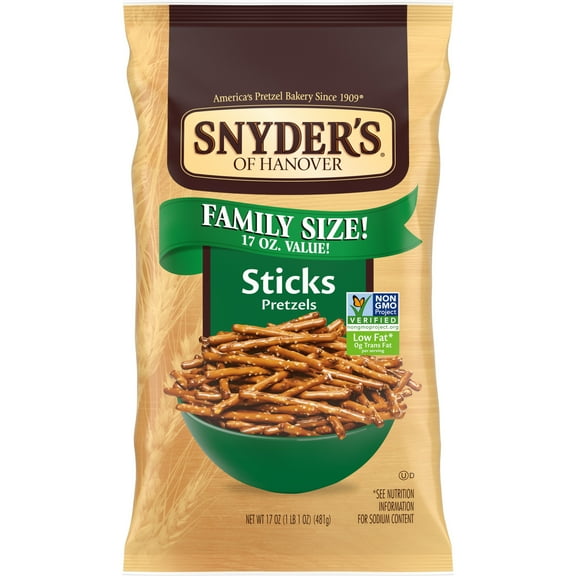 Snyder's of Hanover, Pretzel Sticks, Family Size Bag, 17 oz