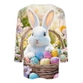 thumbnail image 4 of YueHuiYing Women's Cute Easter Pattern 3/4 Sleeve Crew Neck T-Shirt - Holiday Graphic Print Casual Top, 4 of 5