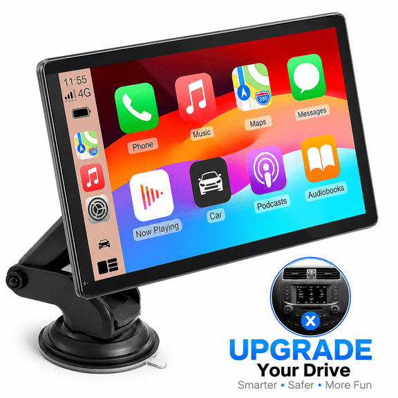 ZTTAOLII 9 Inch CarPlay Screen for Car, Wireless Apple CarPlay & Android Auto, Portable Car Stereo Touchscreen with Bluetooth, FM, GPS Navigation, Voice Control, Mirror Link & Hands-Free Calling